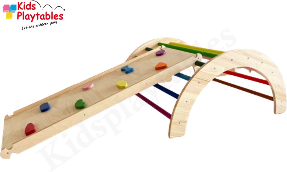   Houten Waldorf rocker | klimboog met glijbaan / Klimbord | Montessori klimboog | Pikler schommel | Balanceerbord